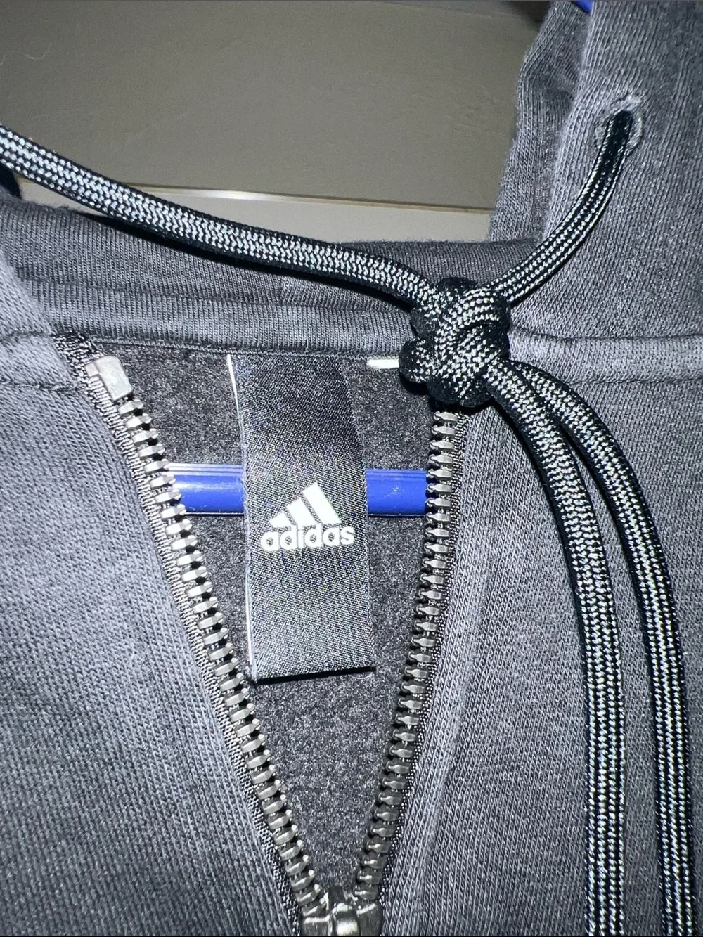 adidas Black Hoodie with White Three-Stripe Sleeves